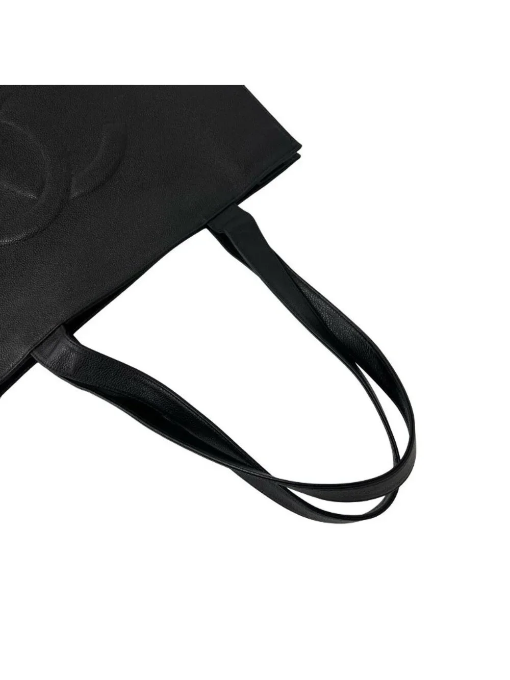 Chanel Card Seal Present Vintage CC Logo Caviar Leather Tote Black